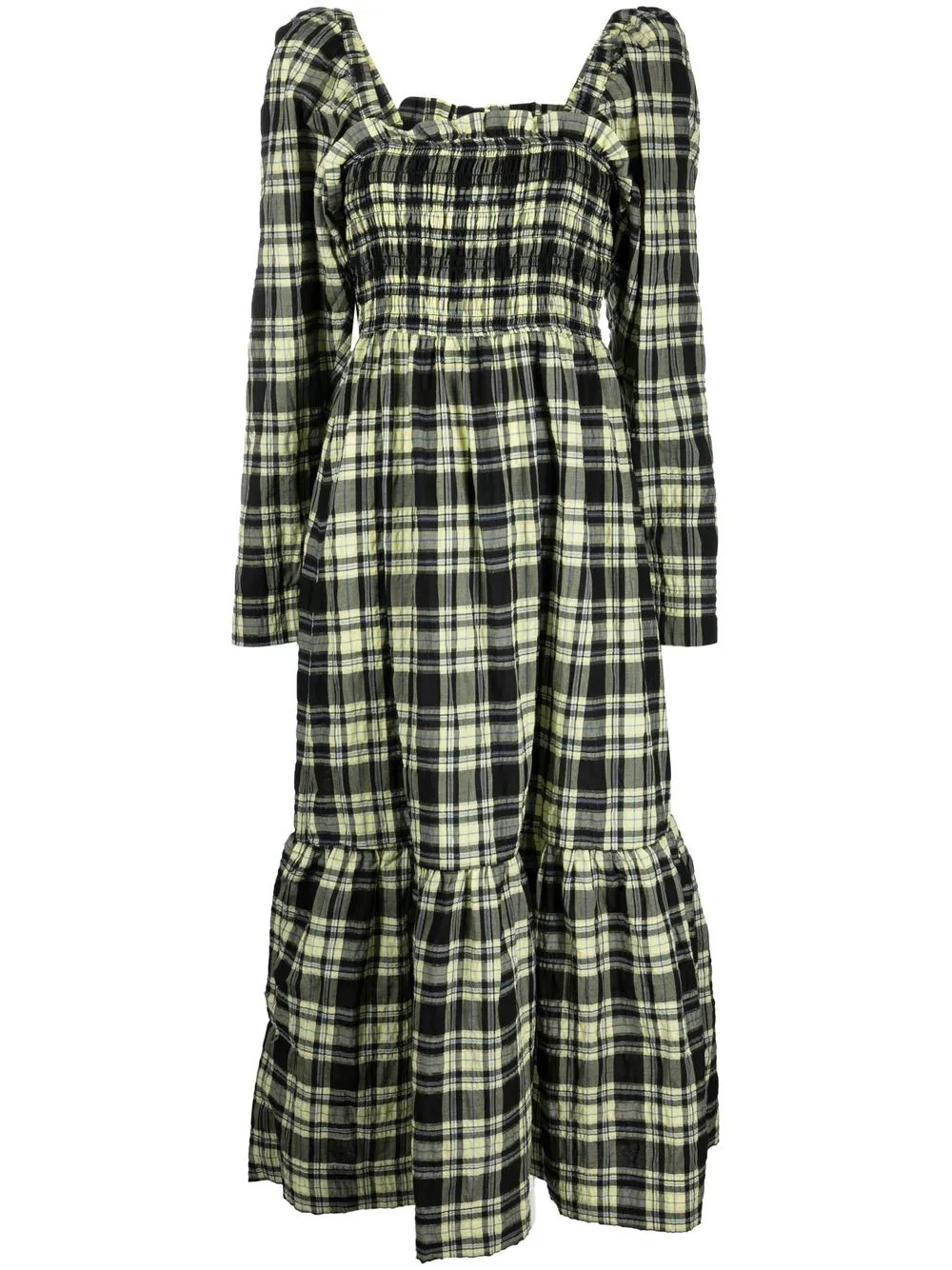 checked tiered dress | Farfetch Global