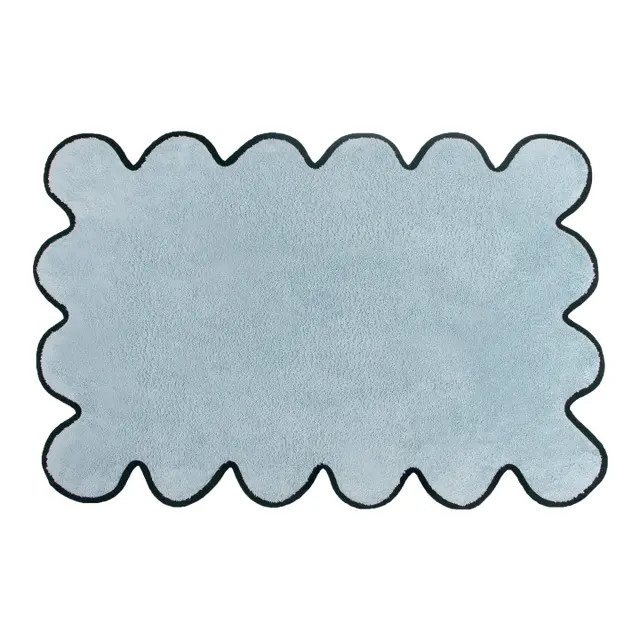 Kassatex x Chairish Scallop Tubmat, Blue/Forest Green | Chairish