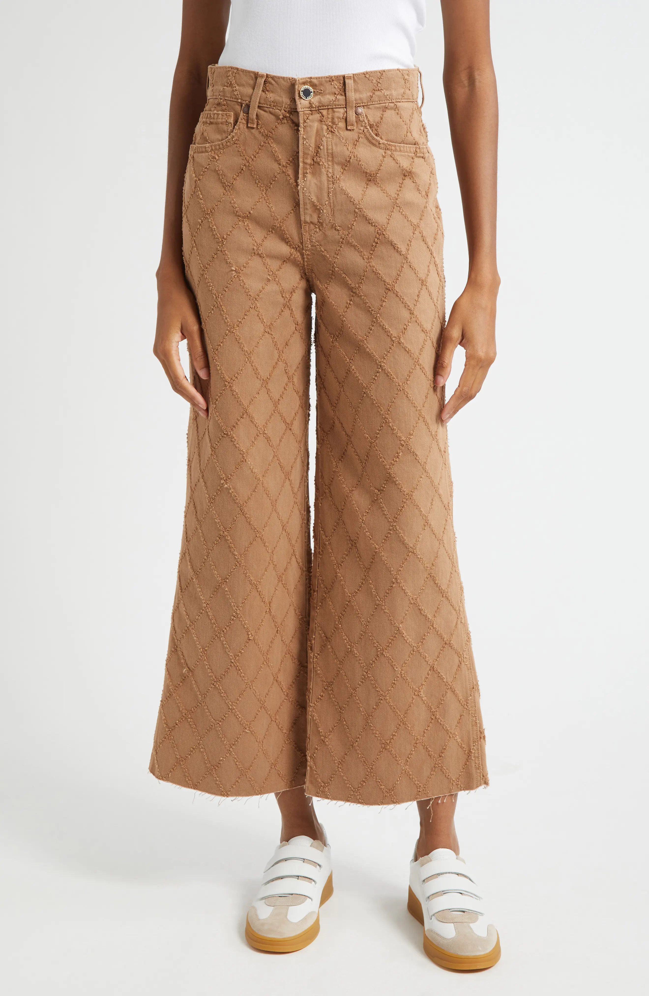 Veronica Beard High Waist Diamond Jacquard Crop Wide Leg Jeans (Women) | Nordstromrack | Nordstrom Rack