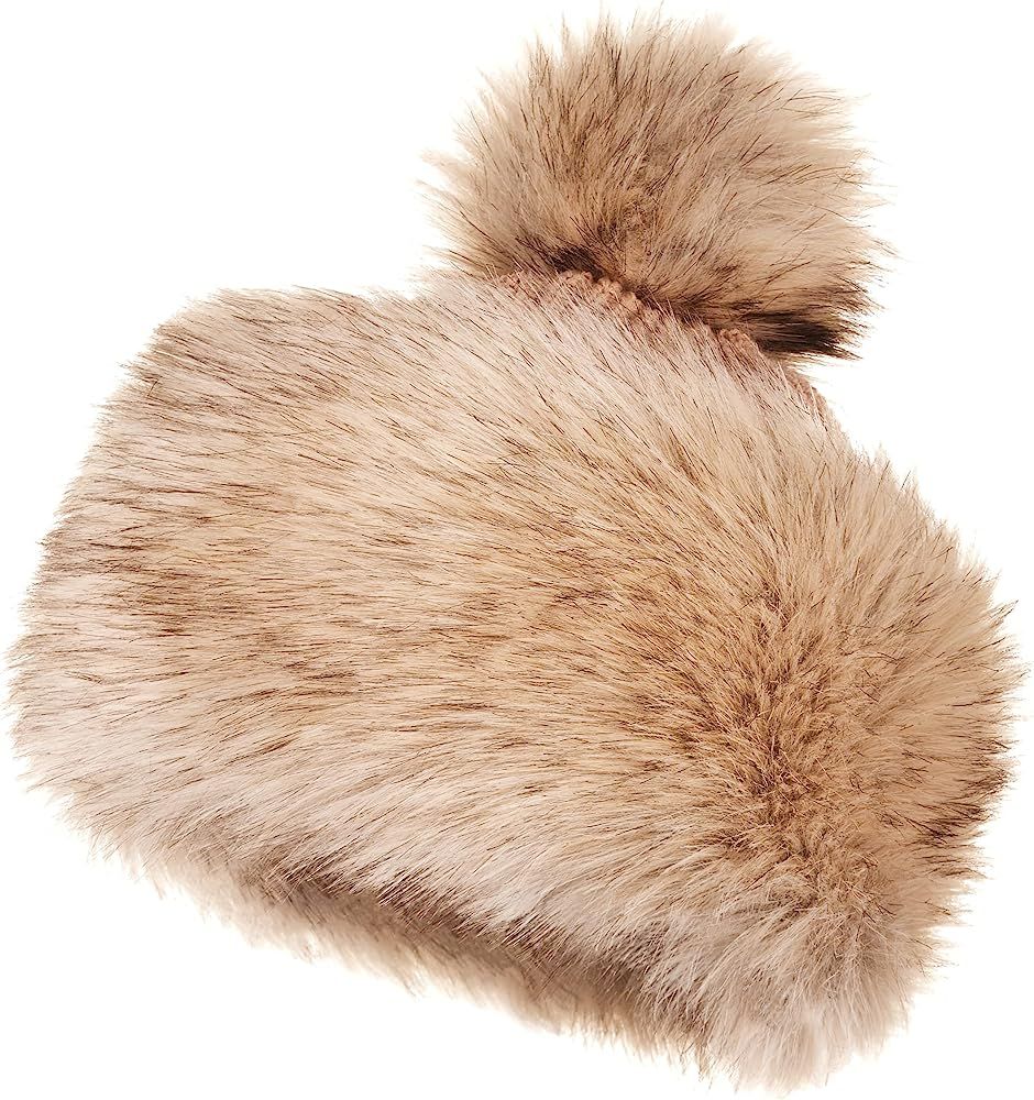 Futrzane Faux Fur Russian Hat for Women - Warm & Fun Fur Cuff Hat with Pom Pom | Amazon (US)