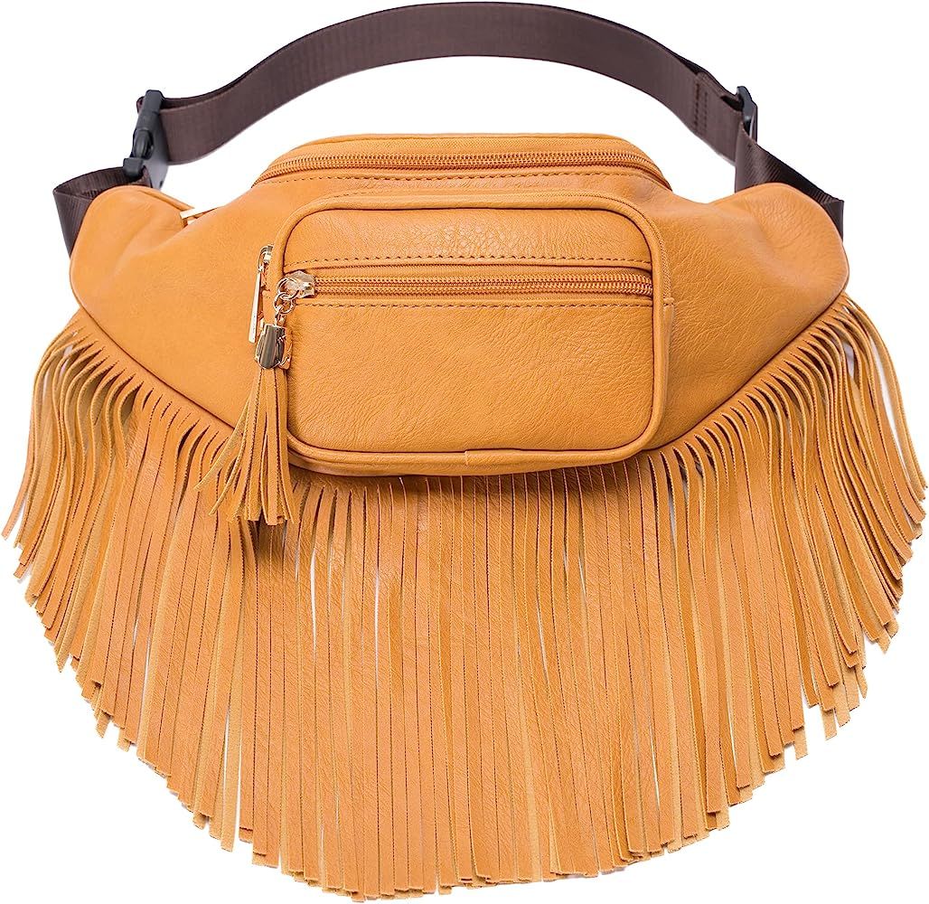 Solene Fringe Waist bag for women with Multi Zipper Pockets | Amazon (US)