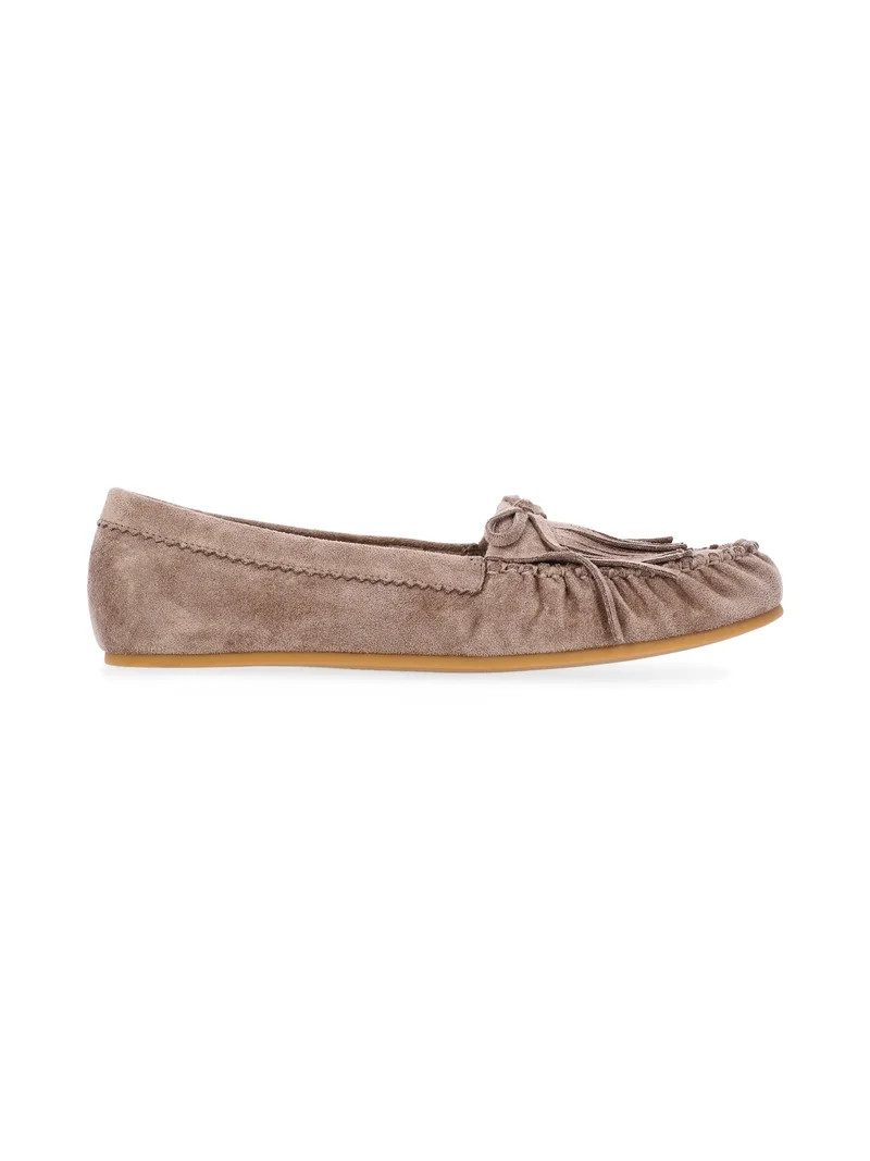 Time and Tru Women's Fringe Suede Moccasins | Walmart (US)