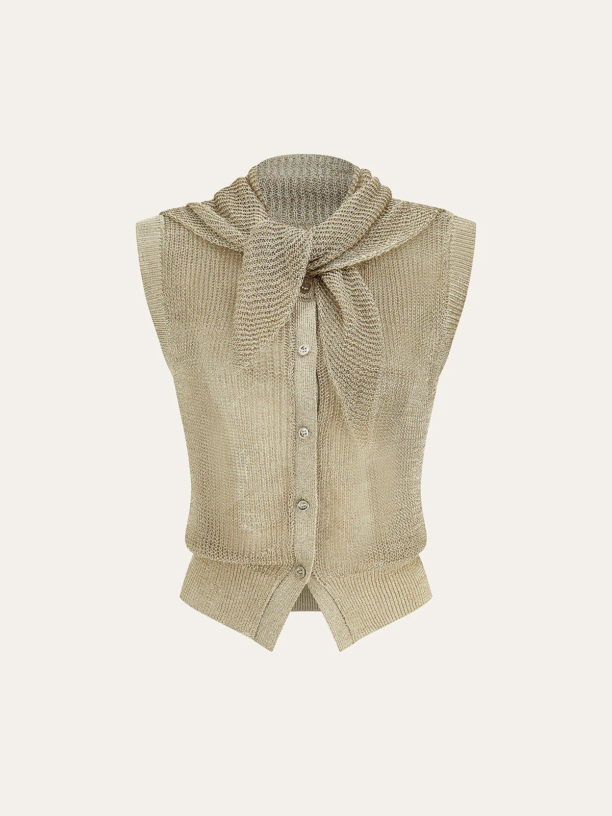 Knit Sleeveless Vest with Scarf | Commense
