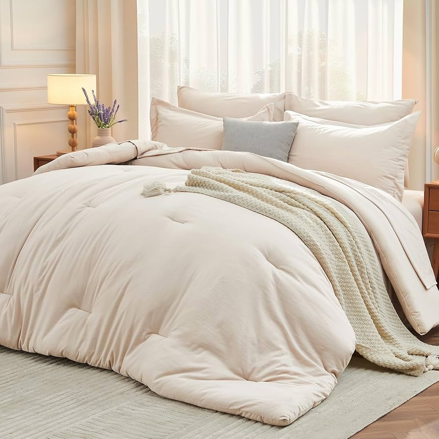 MUXHOMO 7 Pieces Queen Comforter Set, Soft Bed in a Bag Queen Size, All Season Bedding Set with C... | Amazon (US)