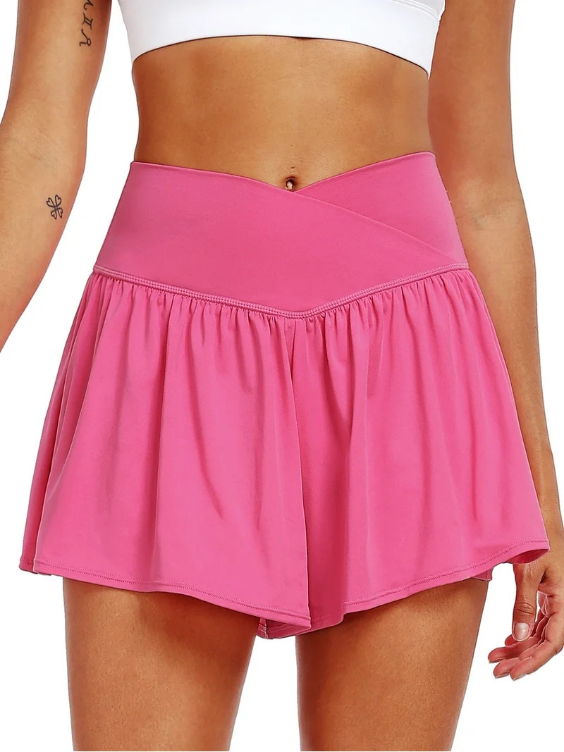 NELEUS Womens Athletic Shorts 2 in 1 Flowy Crossover Running Shorts with Pockets Workout Shorts,R... | Walmart (US)