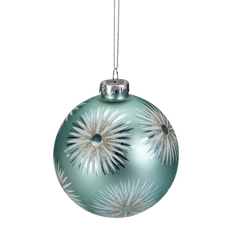 Northlight 4" Glittered Mint Green Starburst Glass Christmas Ball Ornament | Walmart (US)