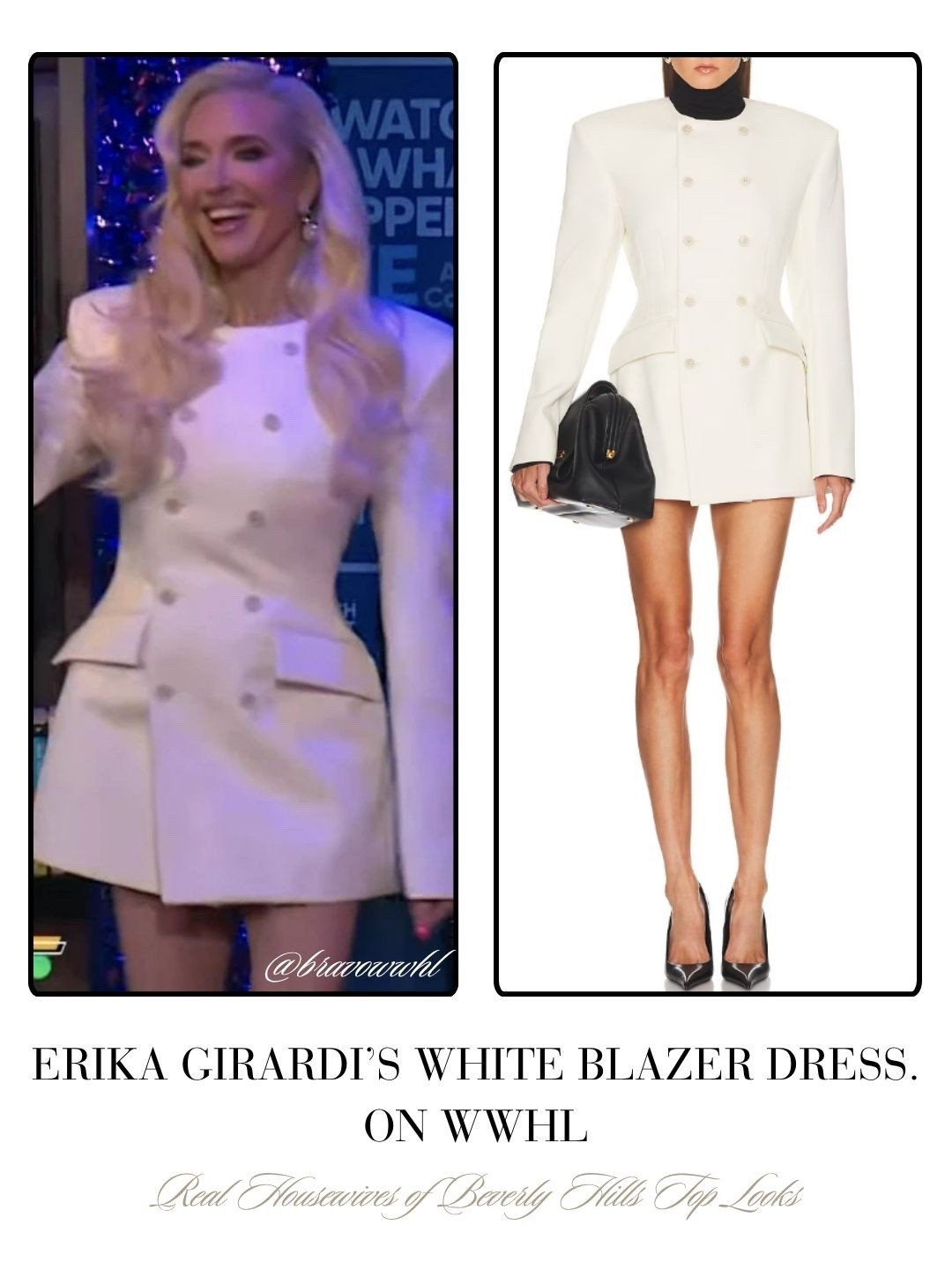 Erika Girardi’s White Blazer Dress on WWHL 📸 = @bravowwhl 