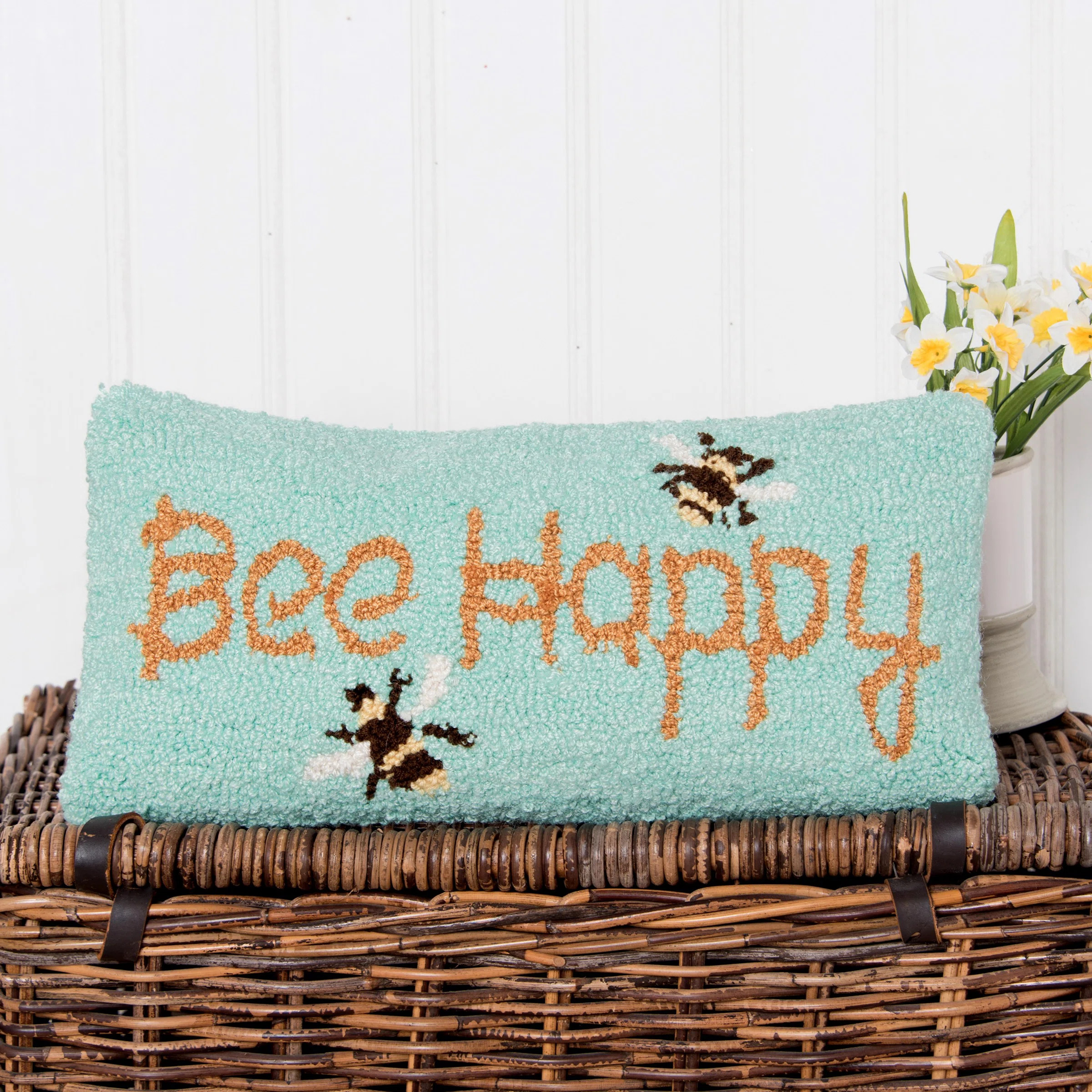 C&F Home Bee Happy Spring Hooked Throw Pillow "& Reviews" | Wayfair | Wayfair North America