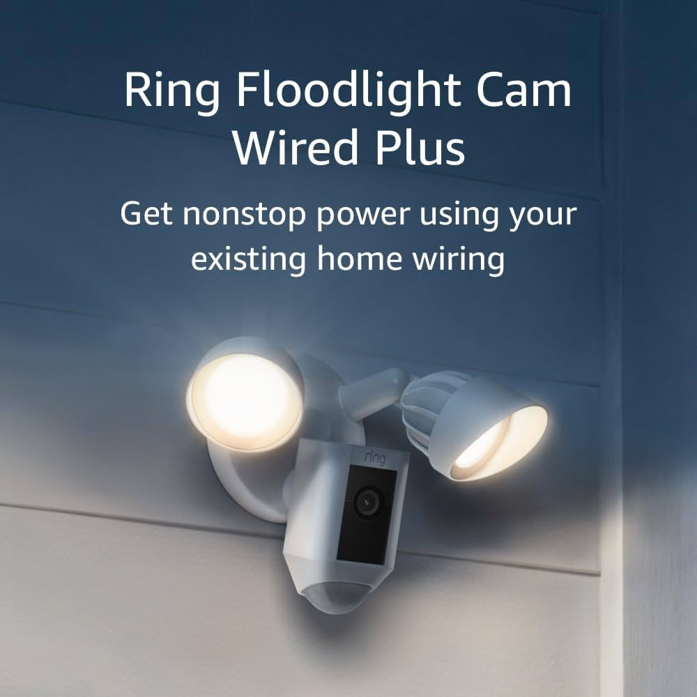 Ring Floodlight Cam Wired Plus with motion-activated 1080p HD video, White (2021 release) | Amazon (US)