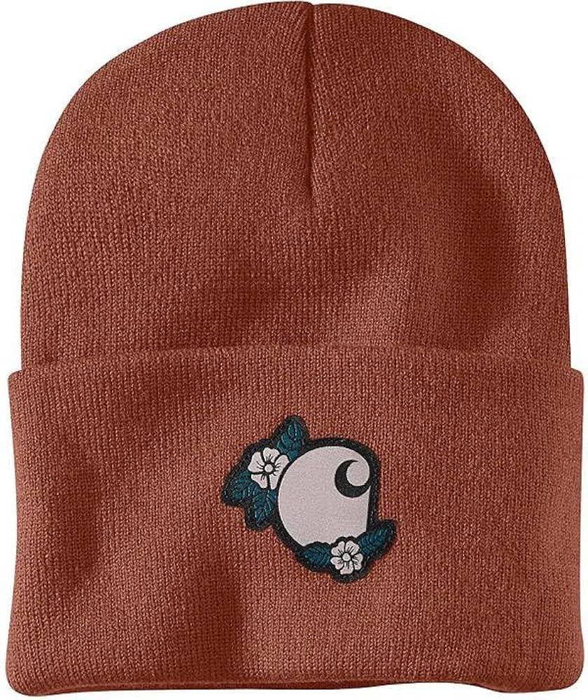 Carhartt AH6305 Womens Cuffed Knit 'Floral Patch' Beanie Hat, Sable - One Size US | Amazon (US)
