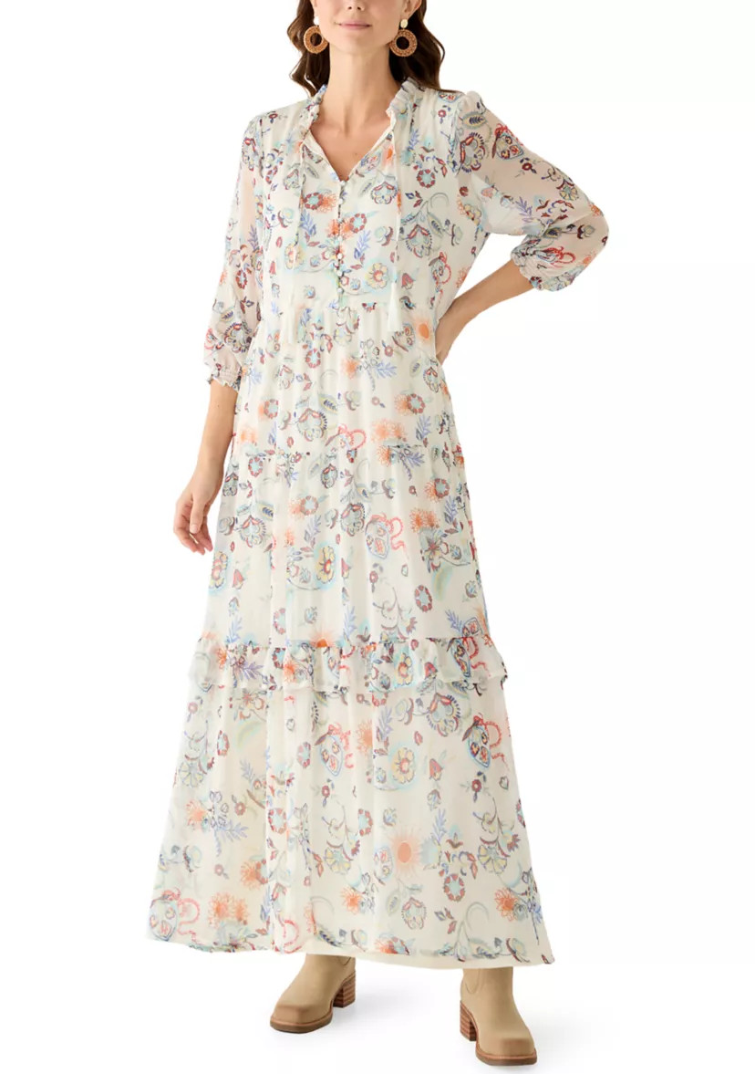 Women's 3/4 Ruffle Neck Maxi Dress | Belk