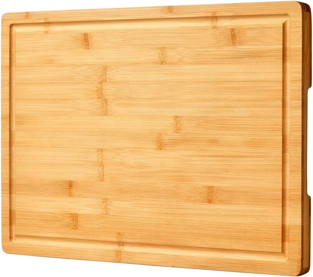 Bamboo Cutting Board for Kitchen, 18" Large Wood Charcuterie Cheese Board, Wooden Chopping Block ... | Amazon (US)