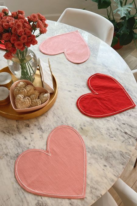valentine home decor! pink and red heart place mats 

#LTKFind #LTKhome #LTKSeasonal