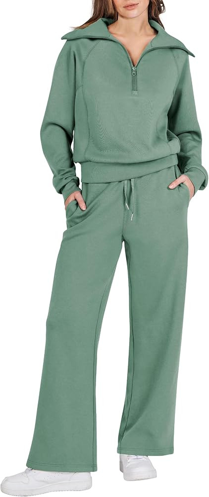 Prinbara Women 2 Piece Outfits Lounge Sets 2024 Winter Oversized Sweatshirt Wide Leg Pant Casual ... | Amazon (US)