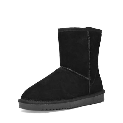 DREAM PAIRS Women's Mid Calf Winter Snow Boots FuzzyClassic Mid Boot,Size 12,Black-Classic | Amazon (US)