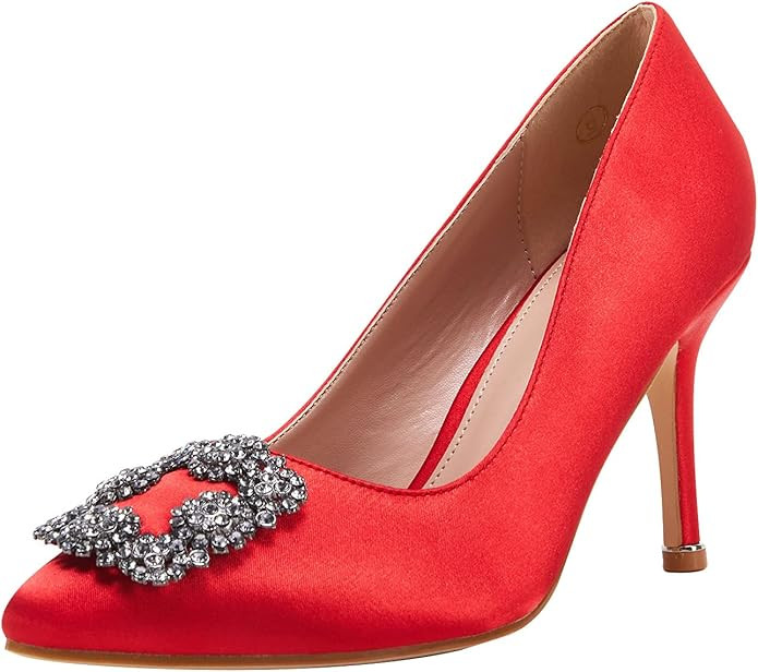 Amazon.com | Women's Stiletto High Heel Pumps Classic Party Wedding Pointed Toe Pump Shoes with J... | Amazon (US)