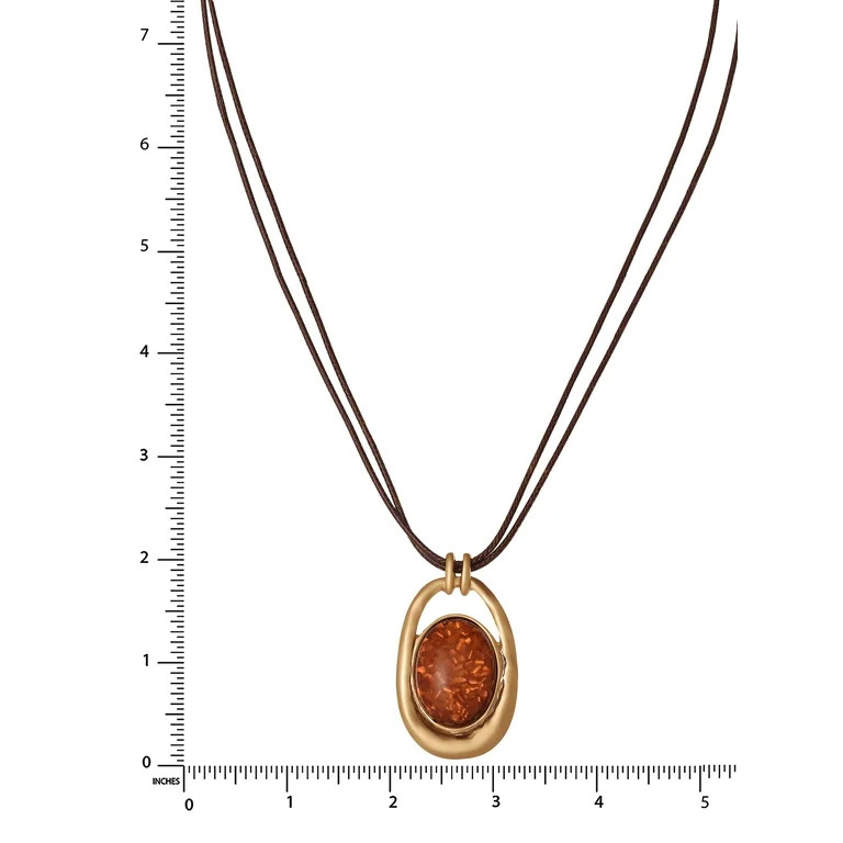 Jessica Simpson Women's Oval Stone Cord Necklace, 20" + 3" Extender | Walmart (US)