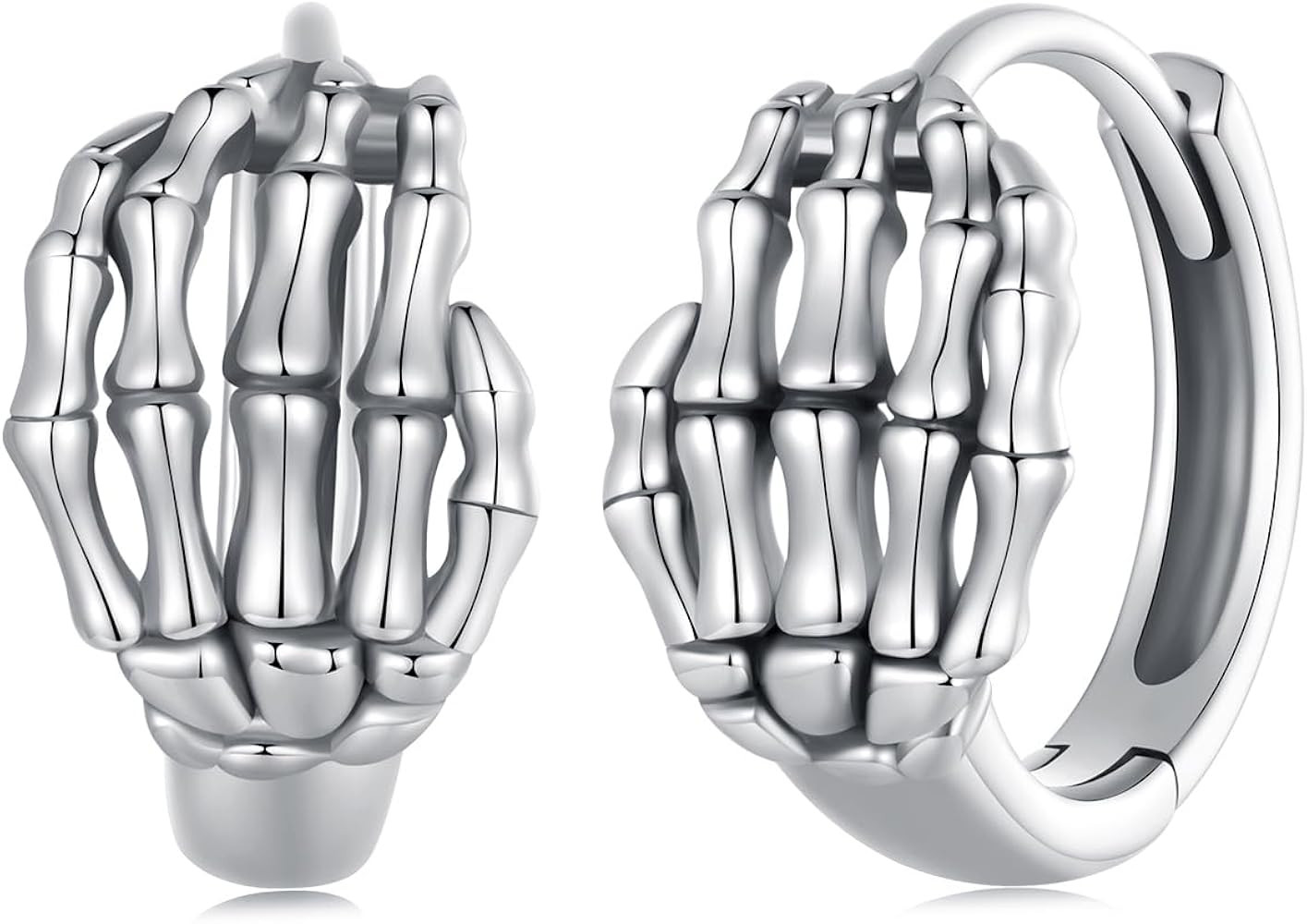 Gothic Skeleton Hand Small Hoop Earrings for Women Cartilage 925 Sterling Silver Halloween Skull ... | Amazon (US)