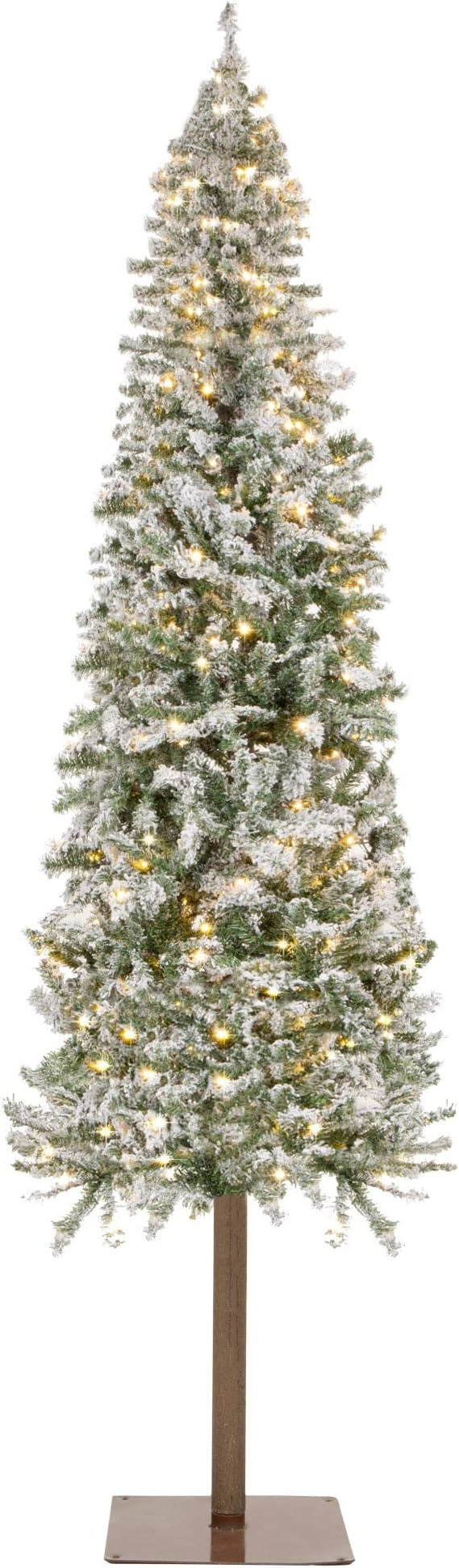 Amazon.com: Best Choice Products 7.5ft Pre-Lit Slim Pencil Christmas Tree, Snow Flocked Hinged Ar... | Amazon (US)