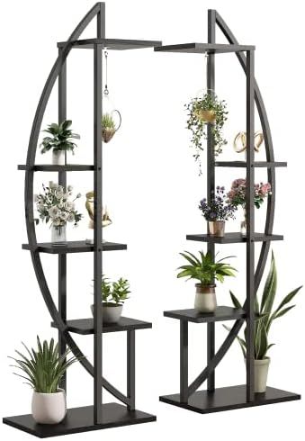 YOLENY 2 Pcs 5 Tier Metal Plant Stand Plant Stands for Indoor Plants Multiple, Plant Shelf for Pl... | Amazon (US)