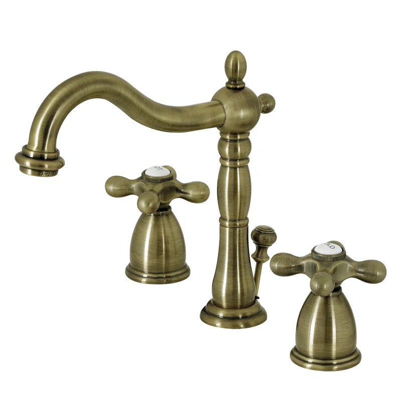 Kingston Brass Heritage Two-Handle 3-Hole Deck Mount Widespread Bathroom Faucet with Pop-Up Drain | Wayfair North America