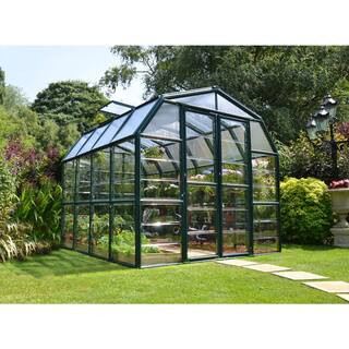 Grand Gardener 8 ft. x 8 ft. Green/Clear DIY Greenhouse Kit | The Home Depot