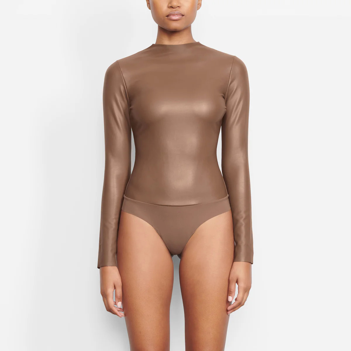 FAUX LEATHER MOCK NECK BODYSUIT | SKIMS (US)