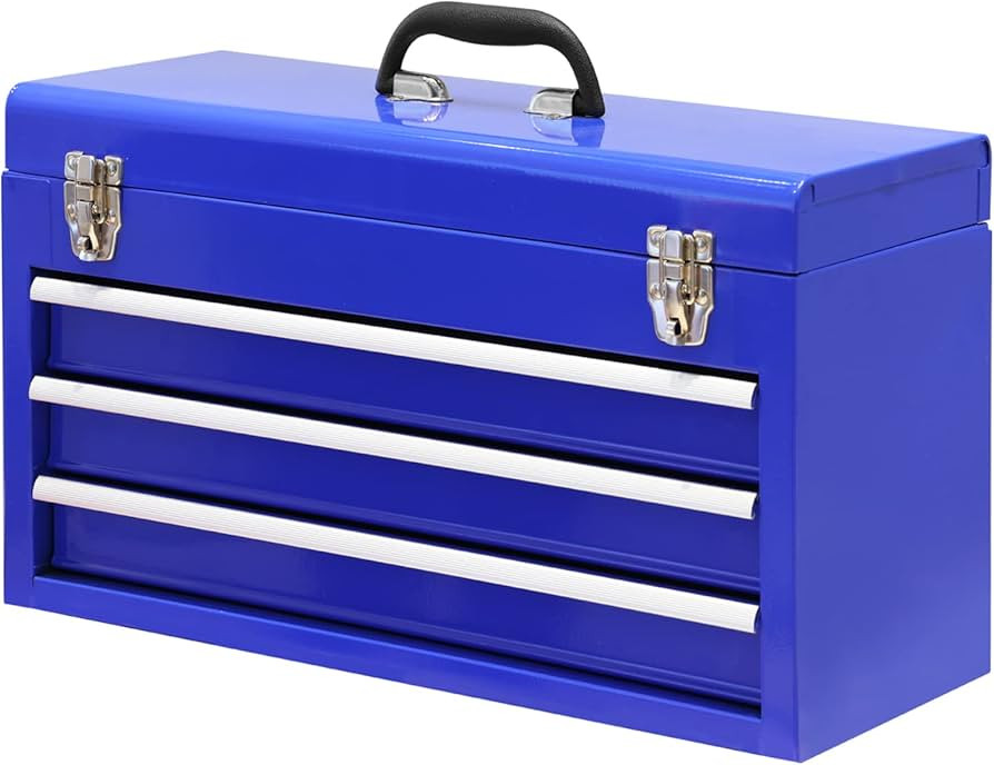 BIG RED 3 Drawer 20" Metal Tool Box Portable Steel Tool Chest with Ball-Bearing Slides and 2 Meta... | Amazon (US)