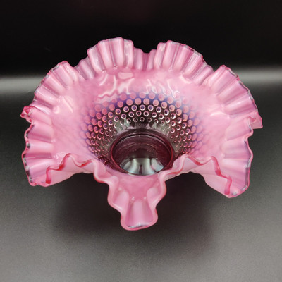 Vintage Fenton Cranberry Opalescent Hobnail Large Bowl with Double Crimped Edge | eBay | eBay US