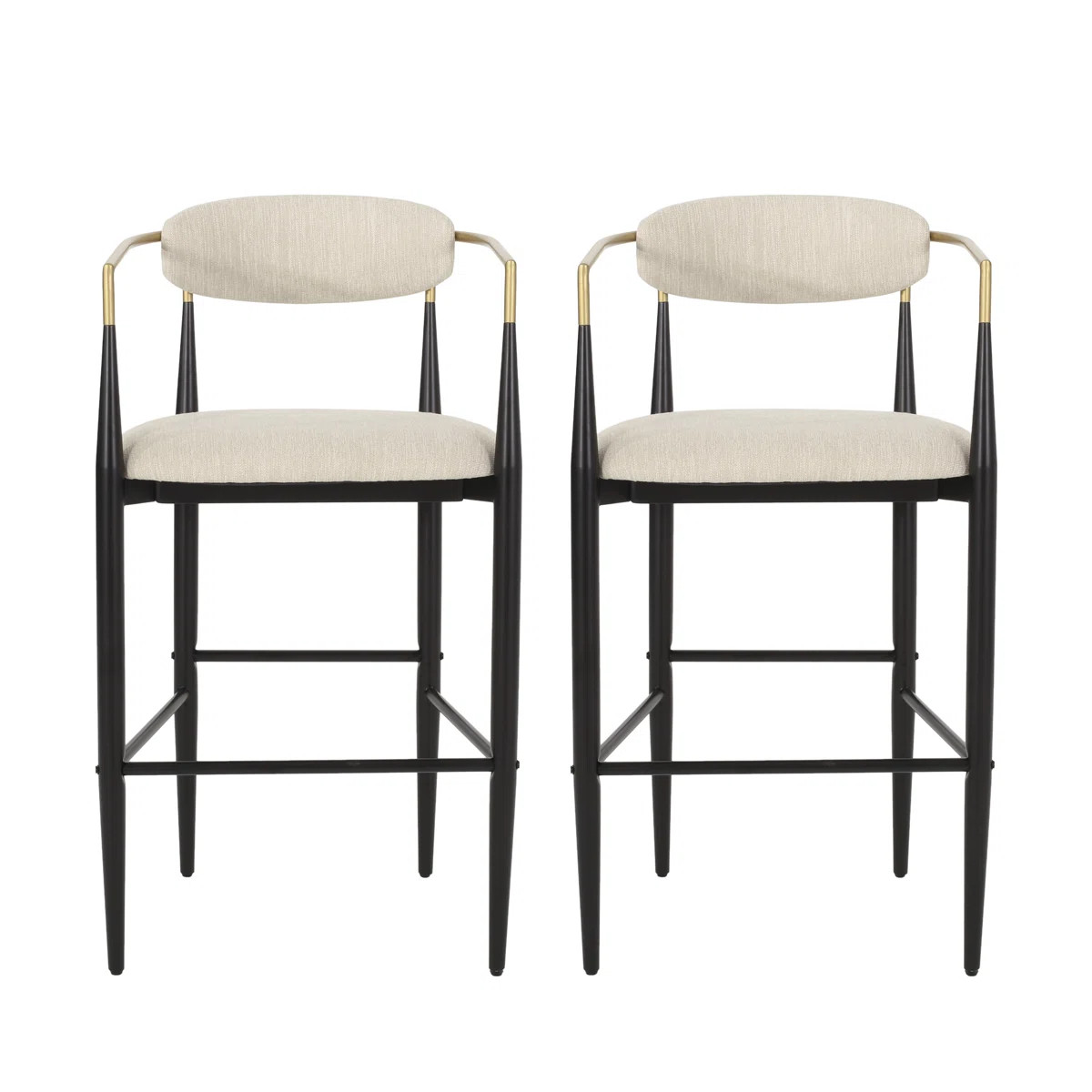 Tina Fabric Upholstered Bar Chair Beige (Set of 2) (Set of 2) | Wayfair North America
