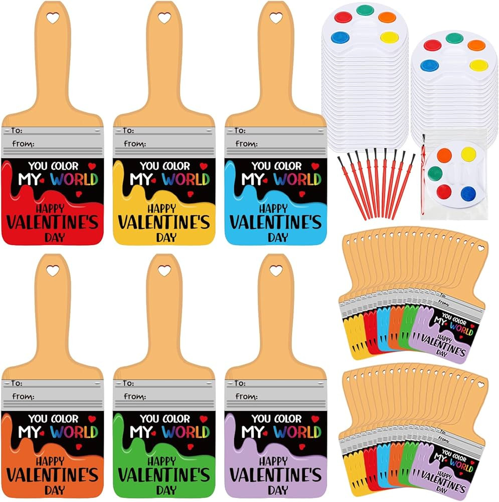 Sabary 24 Pack Bulk Valentines Day Gifts Include Painting Valentines Day Card Watercolor Paint Mi... | Amazon (US)