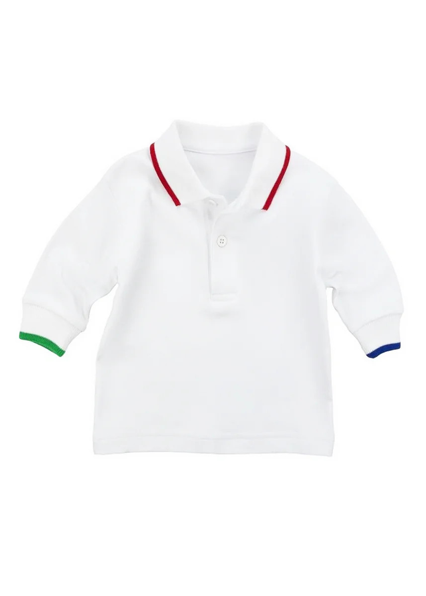 Long Sleeve Polo With Multicolor Tipping | Florence Eiseman