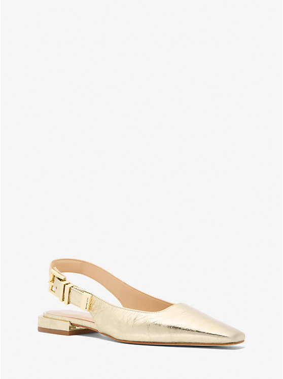 Darrington Metallic Crackled Leather Flat | Michael Kors US