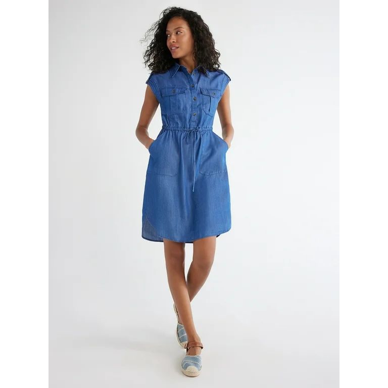 Time and Tru Women's  and Women's Plus Short Sleeve Utility Shirt Dress, Sizes XS-4X - Walmart.co... | Walmart (US)