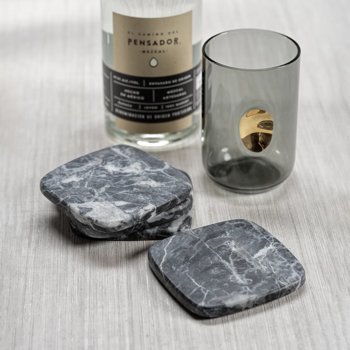 Elphaba Marble Square 4 Piece Coaster Set (Set of 4) | Wayfair North America