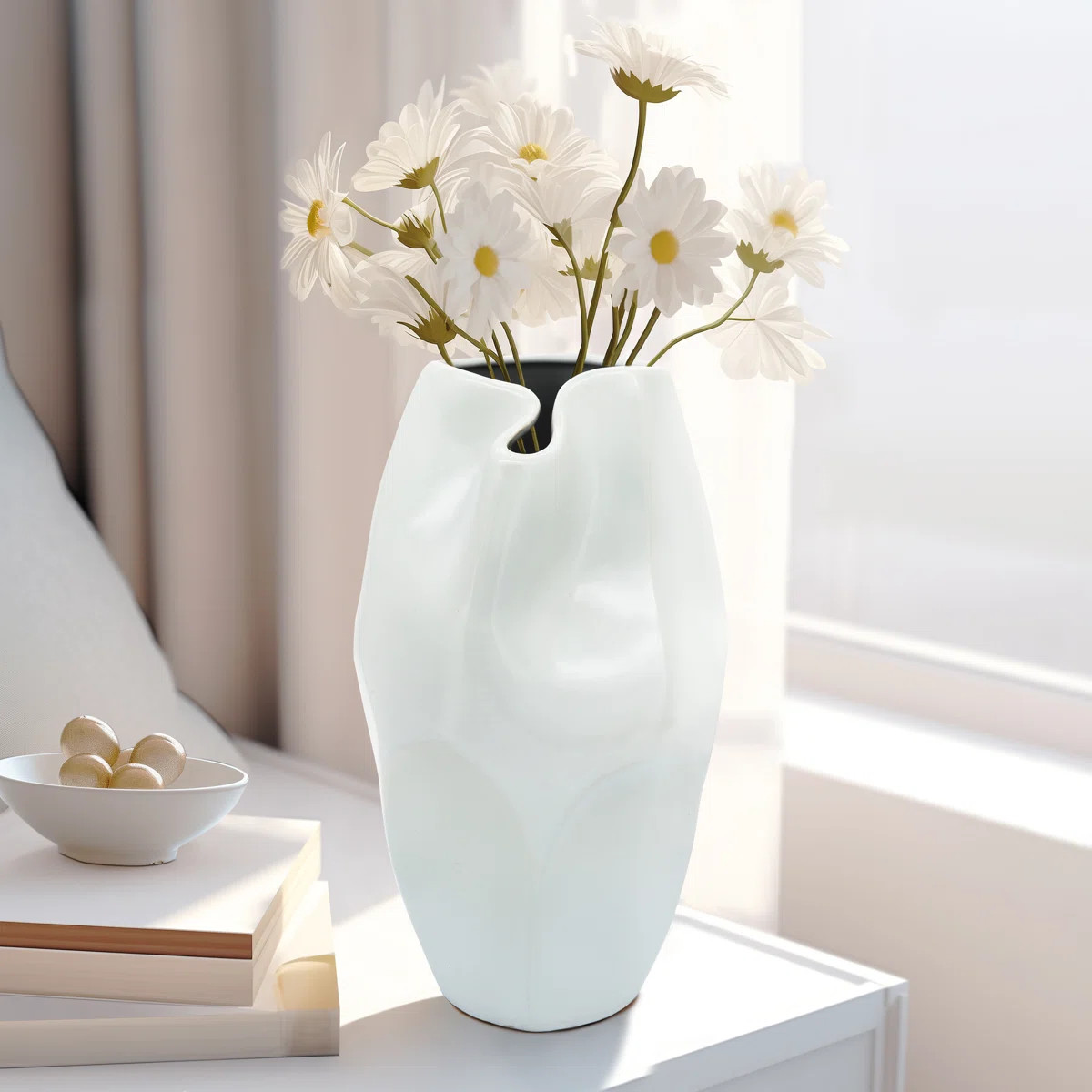 Ceramic Vase with Sculptural Abstract Design and Matte Glazed Finish | Wayfair North America