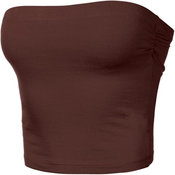 Women's Shapewear Tube Tops Strapless Ruched Built-in Shelf Bra Casual | Amazon (US)
