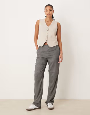 JDY Tall straight leg trousers in light grey pinstripe | ASOS (Global)
