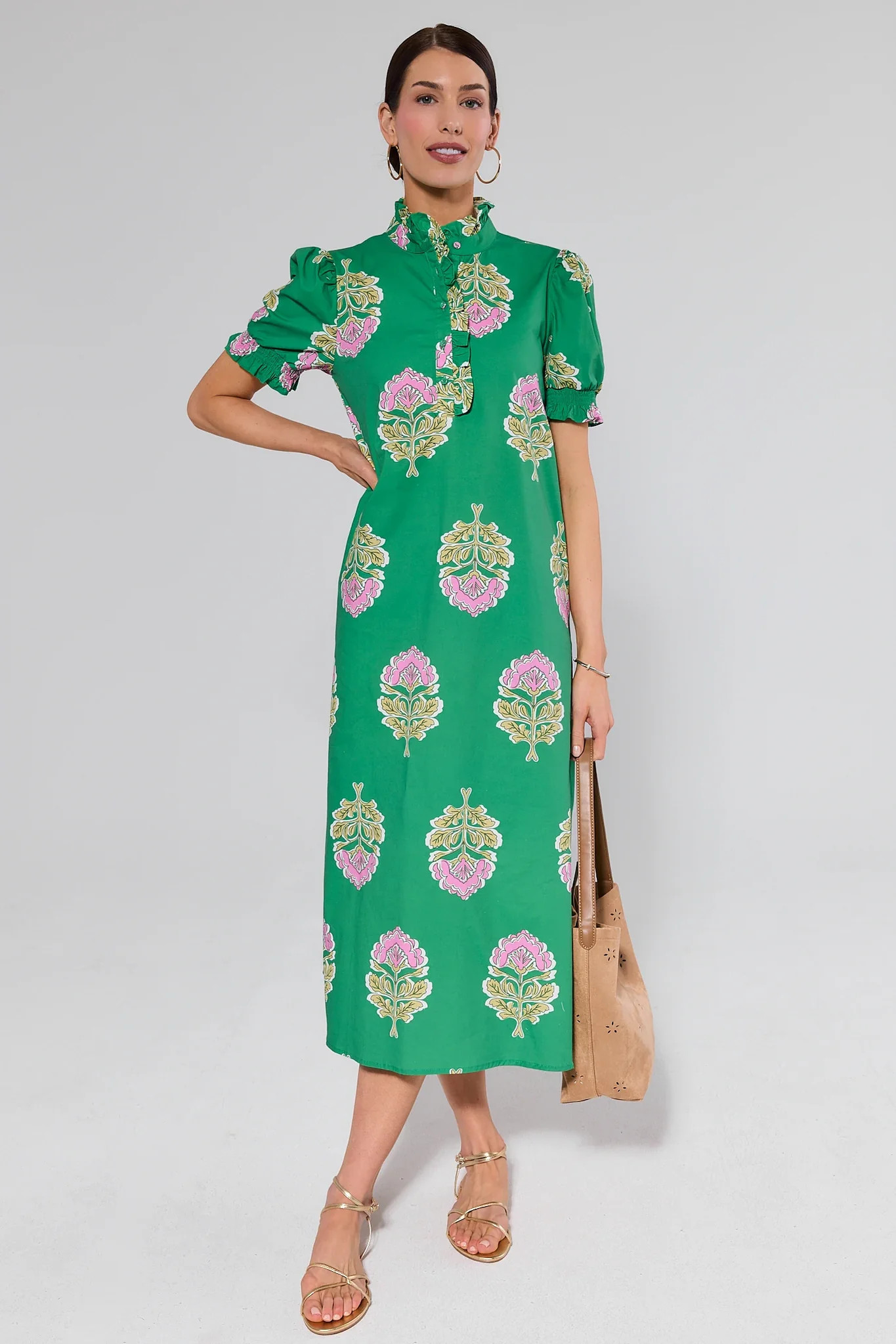 Green Floral Print Maxi Dress | Avara