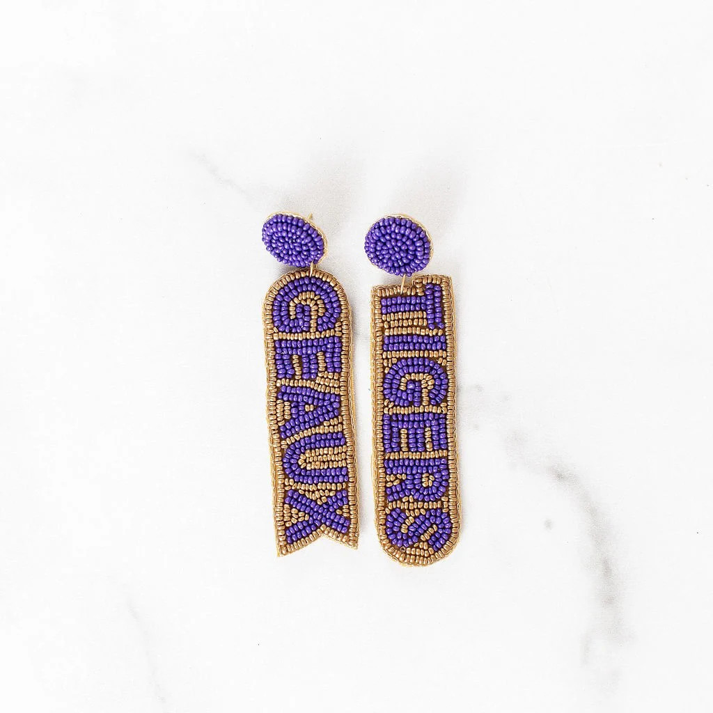 Geaux Tigers Beaded Earrings | Golden Thread