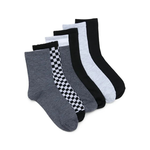 No Boundaries Fashion Scallop Edge Mid-Crew Socks, 6-Pack, Women's | Walmart (US)