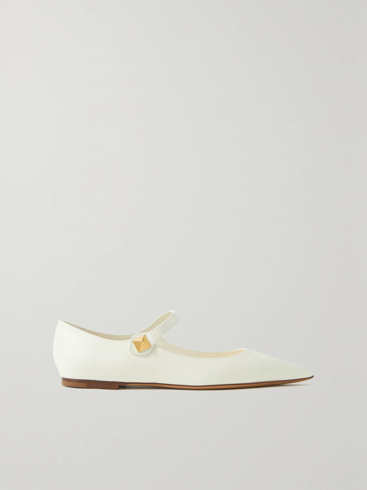 Valentino Garavani - Valentino Garavani Patent-leather Point-toe Flats - Ivory | NET-A-PORTER (US)