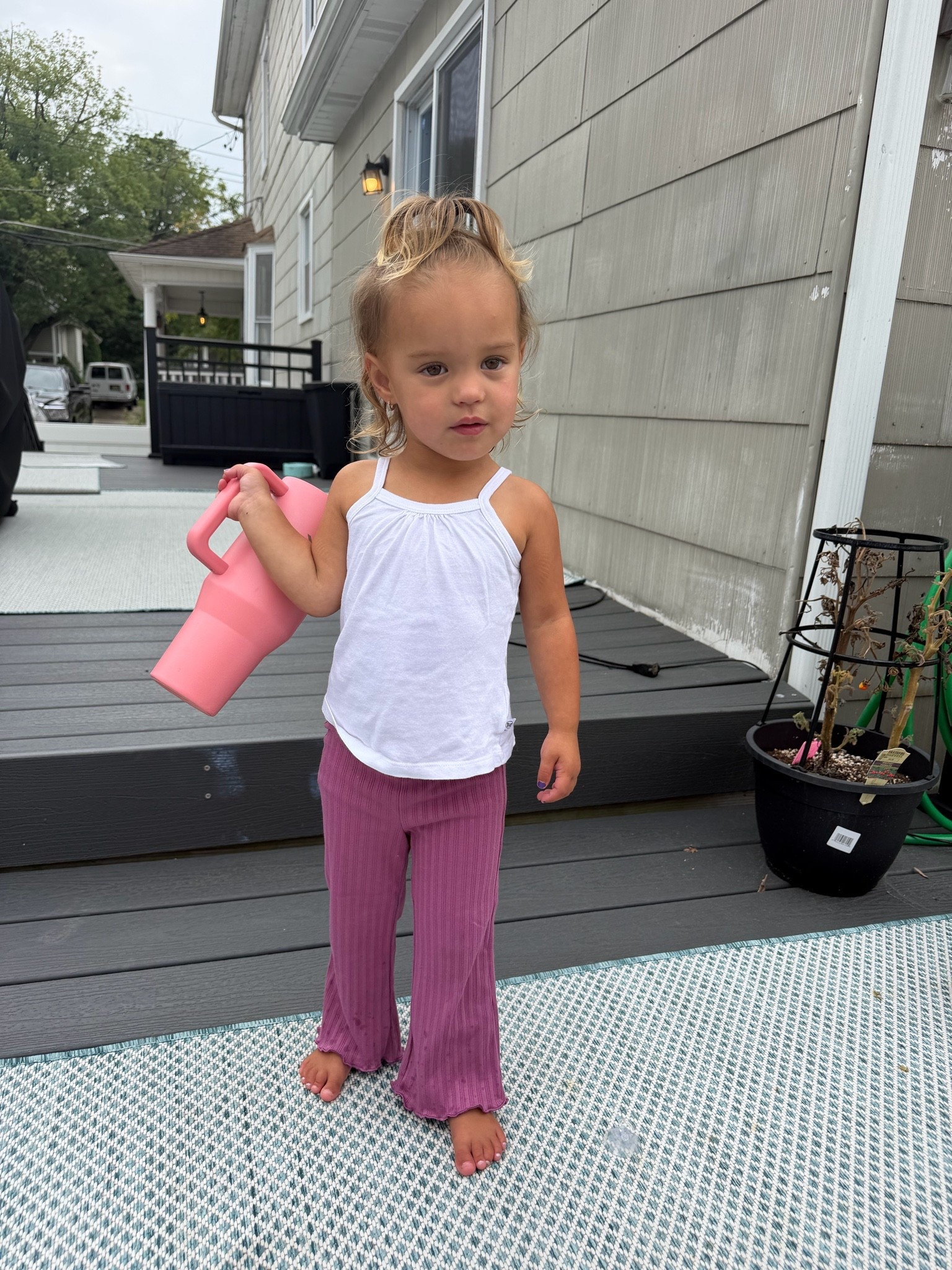 $8 ribbed flare pants 

Wearing 2t