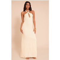 Almond Slinky Keyhole Detail Sleeveless Maxi Dress | PrettyLittleThing US