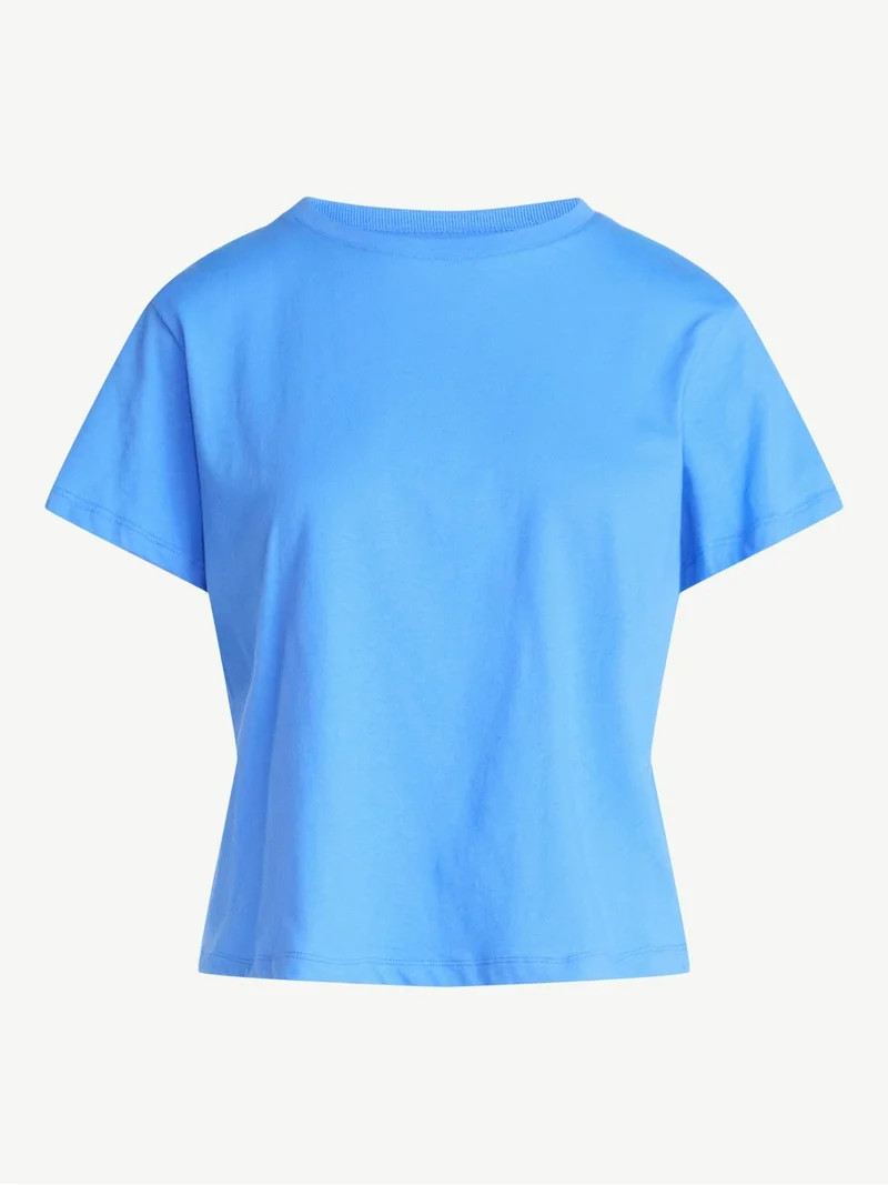Free Assembly Women's and Women's Plus Cotton Cropped Boxy Tee with Short Sleeves, Sizes XS-4X | Walmart (US)
