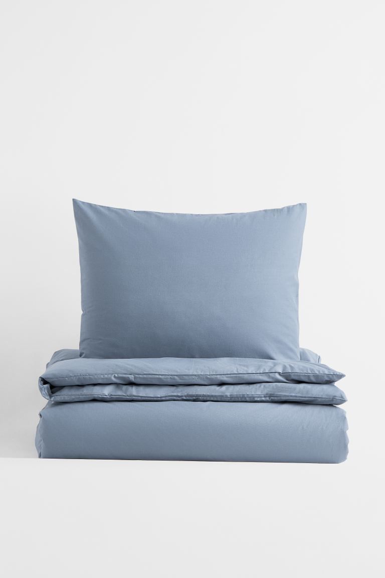 Cotton Twin Duvet Cover Set - Pigeon blue - Home All | H&M US | H&M (US + CA)