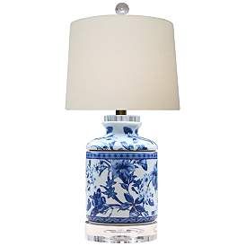 Sara 17&quot;H Blue and White Chrysanthemum Jar Accent Table Lamp | www.lampsplus.com | Lamps Plus