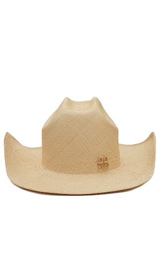 Monogram Embellished Cowboy Hat in Natural Straw | Revolve Clothing (Global)