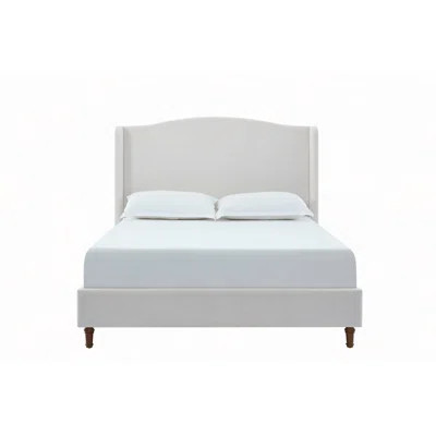 Hannah Upholstered Wingback Bed / Tall 54" Headboard Upholstered Bed / Premium Textured Canvas Chenille Look / Minimalist Designs/ No Box Spring Neede | Wayfair North America