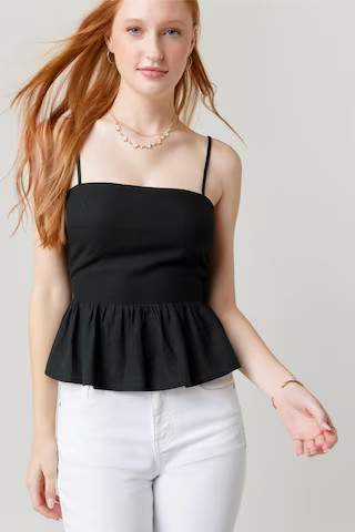 Rickie Bow Back Peplum Tank Top | Francesca's